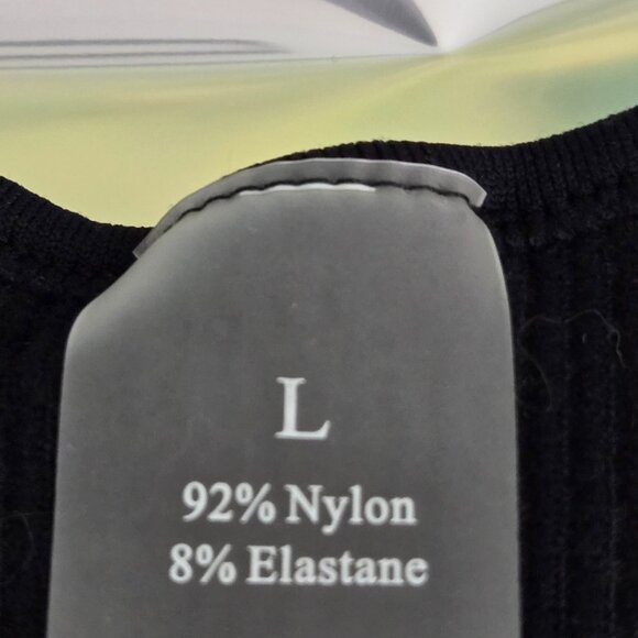 3/$25 NWT | Black Ribbed Knit Cropped Racerback Camisole Tank Top | Large - Picture 3 of 4